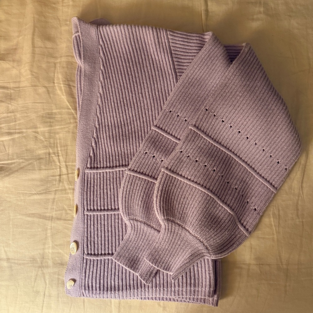Lavender Cotton/Cashmere V-Neck Cardigan